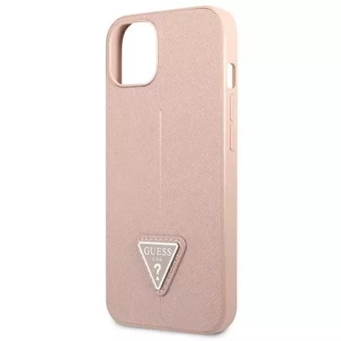 Guess Guess GUHCP13SPSATLP iPhone 13 mini 5,4" różowy/pink hardcase SaffianoTriangle Logo Guess Guess GUHCP13SPSATLP iPhone 13 mini 5,4" różowy/pink hardcase SaffianoTriangle Logo