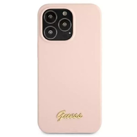 Guess Guess GUHMP13LLSLMGLP iPhone 13 Pro / 13 6,1" jasnoróżowy/light pink hardcase Silicone Script Gold Logo Magsafe Guess Guess GUHMP13LLSLMGLP iPhone 13 Pro / 13 6,1" jasnoróżowy/light pink hardcase Silicone Script Gold Logo Magsafe