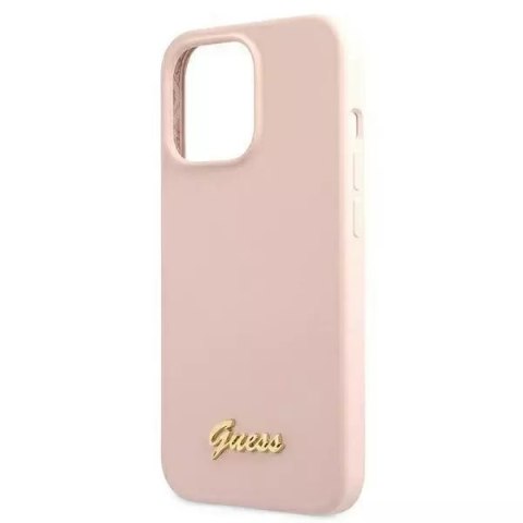Guess Guess GUHMP13LLSLMGLP iPhone 13 Pro / 13 6,1" jasnoróżowy/light pink hardcase Silicone Script Gold Logo Magsafe Guess Guess GUHMP13LLSLMGLP iPhone 13 Pro / 13 6,1" jasnoróżowy/light pink hardcase Silicone Script Gold Logo Magsafe