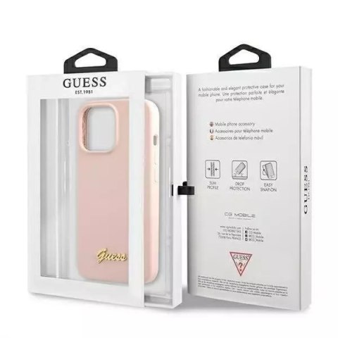 Guess Guess GUHMP13LLSLMGLP iPhone 13 Pro / 13 6,1" jasnoróżowy/light pink hardcase Silicone Script Gold Logo Magsafe Guess Guess GUHMP13LLSLMGLP iPhone 13 Pro / 13 6,1" jasnoróżowy/light pink hardcase Silicone Script Gold Logo Magsafe