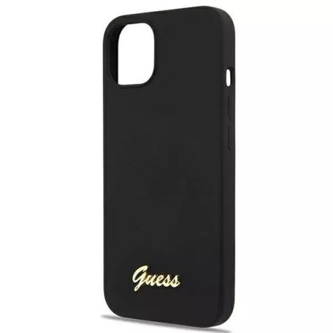 Guess Guess GUHMP13MLSLMGBK iPhone 13 6,1" black/czarny hardcase Silicone Script Gold Logo Guess Guess GUHMP13MLSLMGBK iPhone 13 6,1" black/czarny hardcase Silicone Script Gold Logo