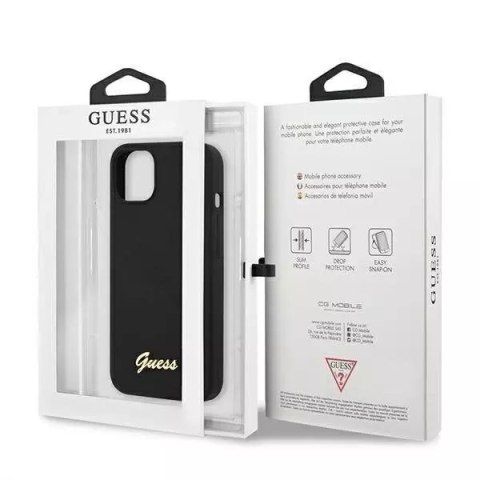 Guess Guess GUHMP13MLSLMGBK iPhone 13 6,1" black/czarny hardcase Silicone Script Gold Logo Guess Guess GUHMP13MLSLMGBK iPhone 13 6,1" black/czarny hardcase Silicone Script Gold Logo