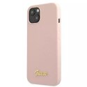 Guess Guess GUHMP13MLSLMGLP iPhone 13 6,1" jasnoróżowy/light pink hardcase Silicone Script Gold Logo Magsafe