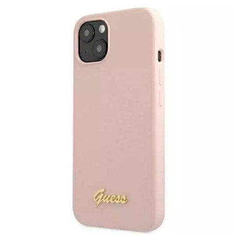 Guess Guess GUHMP13MLSLMGLP iPhone 13 6,1" jasnoróżowy/light pink hardcase Silicone Script Gold Logo Magsafe Guess Guess GUHMP13MLSLMGLP iPhone 13 6,1" jasnoróżowy/light pink hardcase Silicone Script Gold Logo Magsafe