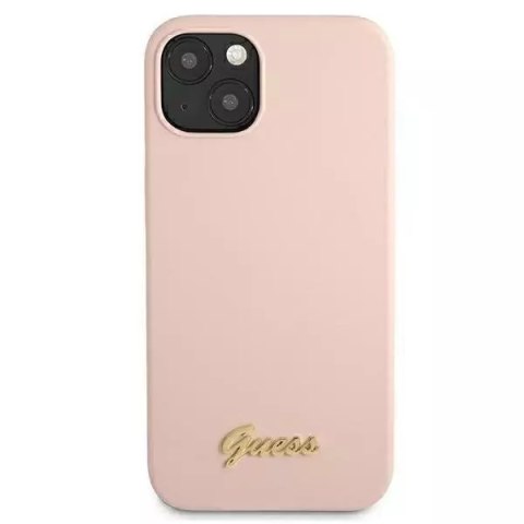 Guess Guess GUHMP13MLSLMGLP iPhone 13 6,1" jasnoróżowy/light pink hardcase Silicone Script Gold Logo Magsafe Guess Guess GUHMP13MLSLMGLP iPhone 13 6,1" jasnoróżowy/light pink hardcase Silicone Script Gold Logo Magsafe