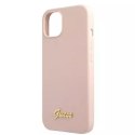 Guess Guess GUHMP13MLSLMGLP iPhone 13 6,1" jasnoróżowy/light pink hardcase Silicone Script Gold Logo Magsafe