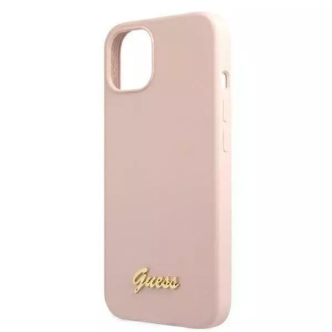 Guess Guess GUHMP13MLSLMGLP iPhone 13 6,1" jasnoróżowy/light pink hardcase Silicone Script Gold Logo Magsafe Guess Guess GUHMP13MLSLMGLP iPhone 13 6,1" jasnoróżowy/light pink hardcase Silicone Script Gold Logo Magsafe