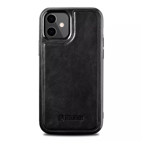 ICarer ICarer Leather Oil Wax etui pokryte naturalną skórą do iPhone 12 mini czarny (ALI1204-BK)