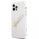 Guess Guess GUHCP12MKTRSVGO iPhone 12/12 Pro 6,1" Transparent hardcase Vintage Script Gold