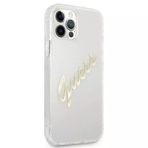 Guess Guess GUHCP12MKTRSVGO iPhone 12/12 Pro 6,1" Transparent hardcase Vintage Script Gold Guess Guess GUHCP12MKTRSVGO iPhone 12/12 Pro 6,1" Transparent hardcase Vintage Script Gold