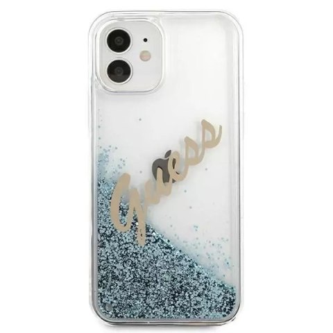 Guess Guess GUHCP12SGLVSBL iPhone 12 mini 5,4" niebieski/blue hardcase Glitter Vintage Script Guess Guess GUHCP12SGLVSBL iPhone 12 mini 5,4" niebieski/blue hardcase Glitter Vintage Script