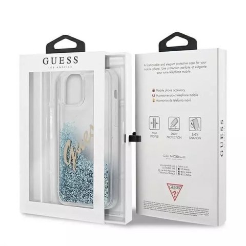 Guess Guess GUHCP12SGLVSBL iPhone 12 mini 5,4" niebieski/blue hardcase Glitter Vintage Script Guess Guess GUHCP12SGLVSBL iPhone 12 mini 5,4" niebieski/blue hardcase Glitter Vintage Script