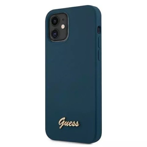 Guess Guess GUHCP12SLSLMGBL iPhone 12 mini 5,4" niebieski/blue hardcase Metal Logo Script Guess Guess GUHCP12SLSLMGBL iPhone 12 mini 5,4" niebieski/blue hardcase Metal Logo Script