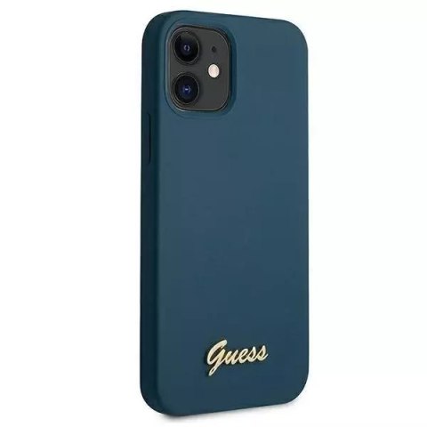 Guess Guess GUHCP12SLSLMGBL iPhone 12 mini 5,4" niebieski/blue hardcase Metal Logo Script Guess Guess GUHCP12SLSLMGBL iPhone 12 mini 5,4" niebieski/blue hardcase Metal Logo Script