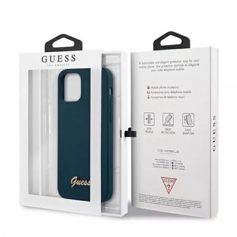 Guess Guess GUHCP12SLSLMGBL iPhone 12 mini 5,4" niebieski/blue hardcase Metal Logo Script Guess Guess GUHCP12SLSLMGBL iPhone 12 mini 5,4" niebieski/blue hardcase Metal Logo Script
