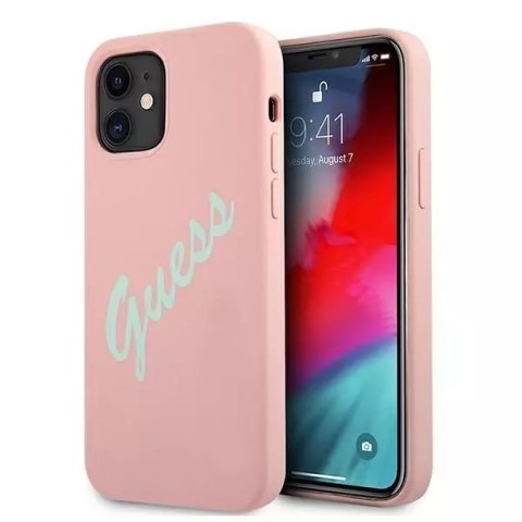 Guess Guess GUHCP12SLSVSPG iPhone 12 mini 5,4" różowo zielony/green pink hardcase Silicone Vintage Guess Guess GUHCP12SLSVSPG iPhone 12 mini 5,4" różowo zielony/green pink hardcase Silicone Vintage
