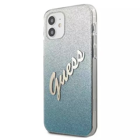 Guess Guess GUHCP12SPCUGLSBL iPhone 12 mini 5,4" niebieski/blue hardcase Glitter Gradient Script Guess Guess GUHCP12SPCUGLSBL iPhone 12 mini 5,4" niebieski/blue hardcase Glitter Gradient Script