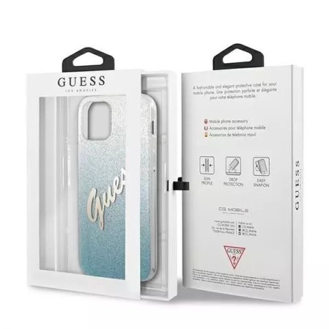 Guess Guess GUHCP12SPCUGLSBL iPhone 12 mini 5,4" niebieski/blue hardcase Glitter Gradient Script Guess Guess GUHCP12SPCUGLSBL iPhone 12 mini 5,4" niebieski/blue hardcase Glitter Gradient Script