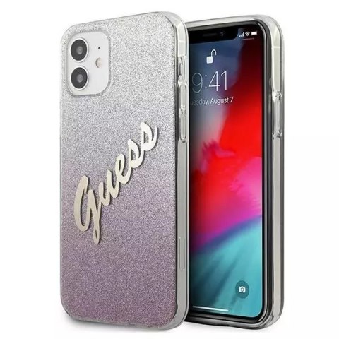 Guess Guess GUHCP12SPCUGLSPI iPhone 12 mini 5,4" różowy/pink hardcase Glitter Gradient Script Guess Guess GUHCP12SPCUGLSPI iPhone 12 mini 5,4" różowy/pink hardcase Glitter Gradient Script