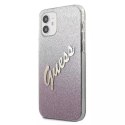 Guess Guess GUHCP12SPCUGLSPI iPhone 12 mini 5,4" różowy/pink hardcase Glitter Gradient Script