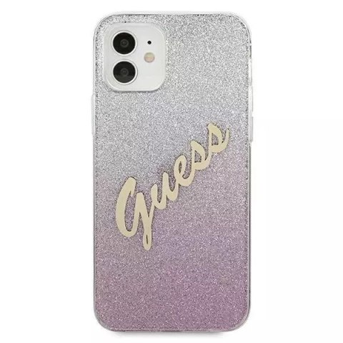 Guess Guess GUHCP12SPCUGLSPI iPhone 12 mini 5,4" różowy/pink hardcase Glitter Gradient Script Guess Guess GUHCP12SPCUGLSPI iPhone 12 mini 5,4" różowy/pink hardcase Glitter Gradient Script