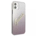 Guess Guess GUHCP12SPCUGLSPI iPhone 12 mini 5,4" różowy/pink hardcase Glitter Gradient Script
