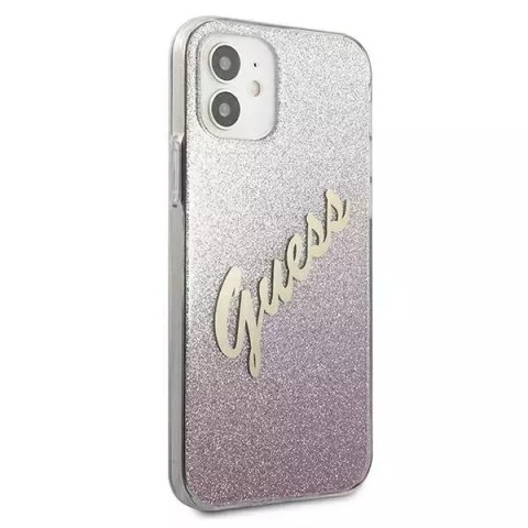 Guess Guess GUHCP12SPCUGLSPI iPhone 12 mini 5,4" różowy/pink hardcase Glitter Gradient Script Guess Guess GUHCP12SPCUGLSPI iPhone 12 mini 5,4" różowy/pink hardcase Glitter Gradient Script