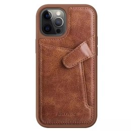 Nillkin Nillkin Aoge Leather Case elastyczne pancerne etui z prawdziwej skóry z kieszonką iPhone 12 mini brązowy