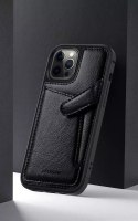 Nillkin Nillkin Aoge Leather Case elastyczne pancerne etui z prawdziwej skóry z kieszonką iPhone 12 mini czarny
