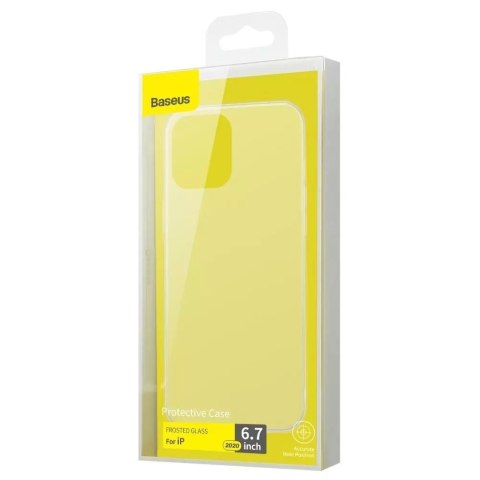 Baseus Baseus Frosted Glass Case Sztywne etui z elastyczną ramką iPhone 12 Pro Max Biały (WIAPIPH67N-WS02) Baseus Baseus Frosted Glass Case Sztywne etui z elastyczną ramką iPhone 12 Pro Max Biały (WIAPIPH67N-WS02)