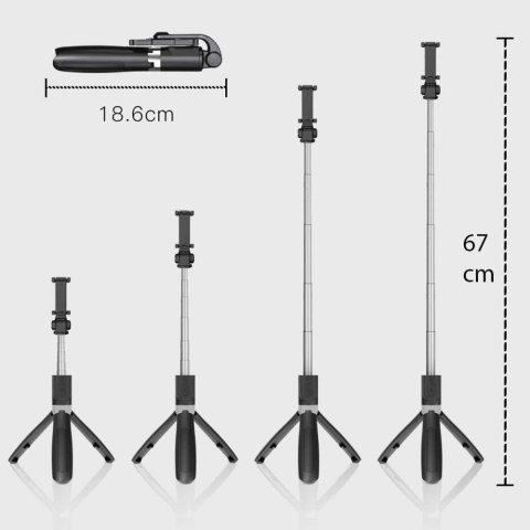 BlitzWolf Uchwyt Selfie Stick Tripod P50 na telefon kijek do zdjęć + Pilot Bluetooth Czarny BlitzWolf Uchwyt Selfie Stick Tripod P50 na telefon kijek do zdjęć + Pilot Bluetooth Czarny