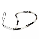 Guess Guess zawieszka GUSTBCKH Phone Strap Heishi Beads czarno-biały/black-white