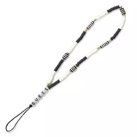 Guess Guess zawieszka GUSTBCKH Phone Strap Heishi Beads czarno-biały/black-white Guess Guess zawieszka GUSTBCKH Phone Strap Heishi Beads czarno-biały/black-white