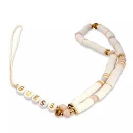 Guess Guess zawieszka GUSTPEARW Phone Strap biały Heishi Beads