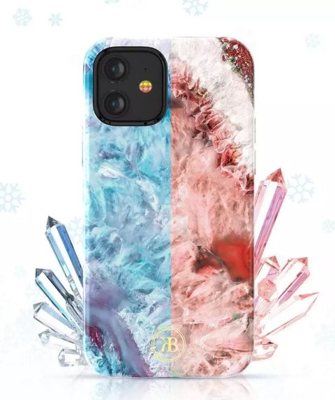 Kingxbar Kingxbar Agate Series eleganckie etui pokrowiec z nadrukiem agat iPhone 12 mini czerwony Kingxbar Kingxbar Agate Series eleganckie etui pokrowiec z nadrukiem agat iPhone 12 mini czerwony
