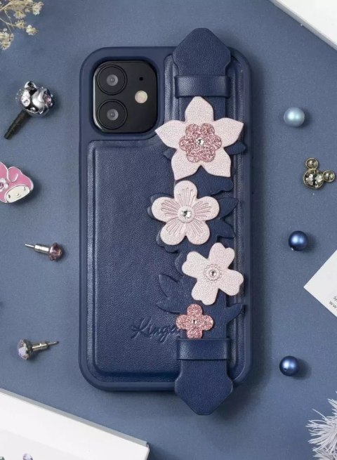 Kingxbar Kingxbar Sweet Series żelowe etui ozdobione oryginalnymi Kryształami Swarovskiego z podstawką iPhone 12 Pro Max niebieski Kingxbar Kingxbar Sweet Series żelowe etui ozdobione oryginalnymi Kryształami Swarovskiego z podstawką iPhone 12 Pro Max niebieski