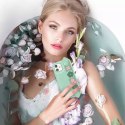 Kingxbar Kingxbar Sweet Series żelowe etui ozdobione oryginalnymi Kryształami Swarovskiego z podstawką iPhone 12 Pro / iPhone 12 niebiesk