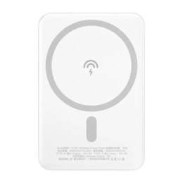 Dudao Dudao bezprzewodowy powerbank MagSafe 10W (5W Magsafe) 5000mAh + metalowy adapter pierścień do ładowania magnetycznego biały (K1