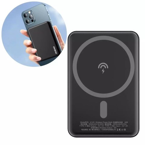 Dudao Dudao bezprzewodowy powerbank MagSafe 5000mAh czarny (K14S) Dudao Dudao bezprzewodowy powerbank MagSafe 5000mAh czarny (K14S)