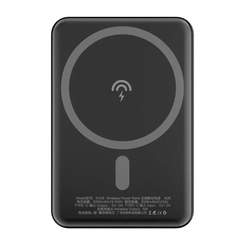 Dudao Dudao bezprzewodowy powerbank MagSafe 5000mAh czarny (K14S) Dudao Dudao bezprzewodowy powerbank MagSafe 5000mAh czarny (K14S)
