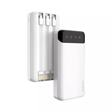 Dudao Dudao pojemny powerbank z 3 wbudowanymi kablami 20000mAh USB Typ C + micro USB + Lightning biały (Dudao K6Pro+)