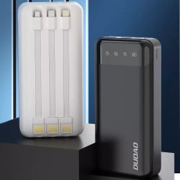Dudao Dudao pojemny powerbank z 3 wbudowanymi kablami 20000mAh USB Typ C + micro USB + Lightning biały (Dudao K6Pro+)