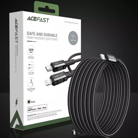 Acefast Acefast kabel MFI USB Typ C - Lightning 1,8m, 30W, 3A czarny (C4-01 C Black) Acefast Acefast kabel MFI USB Typ C - Lightning 1,8m, 30W, 3A czarny (C4-01 C Black)