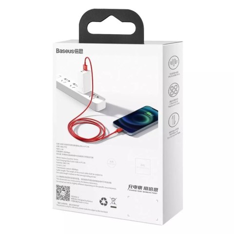 Baseus Baseus Superior kabel USB - Lightning 2,4 A 1 m czerwony (CALYS-A09) Baseus Baseus Superior kabel USB - Lightning 2,4 A 1 m czerwony (CALYS-A09)