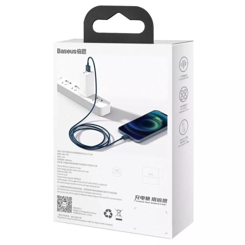 Baseus Baseus Superior kabel USB - Lightning 2,4A 2 m Niebieski (CALYS-C03) Baseus Baseus Superior kabel USB - Lightning 2,4A 2 m Niebieski (CALYS-C03)
