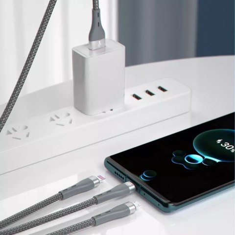 Dudao Dudao 3w1 kabel USB - Lightning / microUSB/ USB Typ C 65W 1,2m szary (L20X) Dudao Dudao 3w1 kabel USB - Lightning / microUSB/ USB Typ C 65W 1,2m szary (L20X)