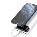 Dudao Dudao pojemny powerbank z 3 wbudowanymi kablami 20000mAh USB Typ C + micro USB + Lightning biały (Dudao K6Pro+)