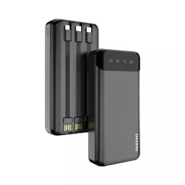 Dudao Dudao pojemny powerbank z 3 wbudowanymi kablami 20000mAh USB Typ C + micro USB + Lightning czarny (Dudao K6Pro+)