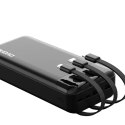 Dudao Dudao pojemny powerbank z 3 wbudowanymi kablami 20000mAh USB Typ C + micro USB + Lightning czarny (Dudao K6Pro+)