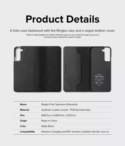 Ringke Ringke Folio Signature skórzane etui z klapką do Samsung Galaxy S22+ (S22 Plus) czarny (FSS118R262) Ringke Ringke Folio Signature skórzane etui z klapką do Samsung Galaxy S22+ (S22 Plus) czarny (FSS118R262)